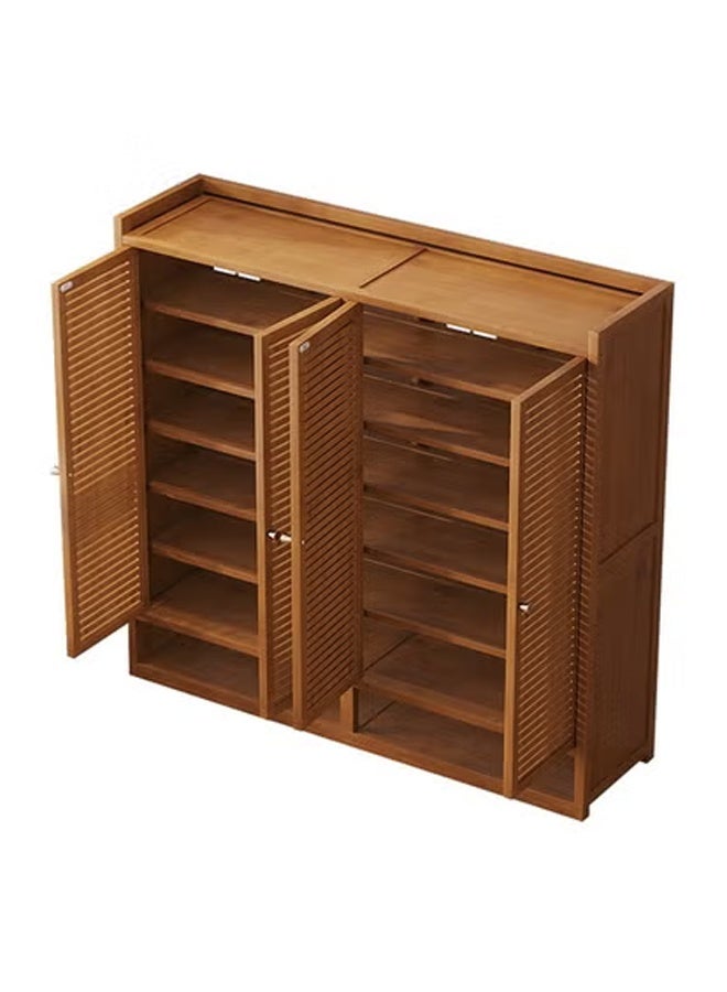 كيكي خزانة أحذية خشبية حديثة مع أبواب مصراع، تصميم 8 طبقات و4 أبواب مع مساحة تخزين مفتوحة من الأسفل، مقاس 117 سم 139 سم 32 سم - Image 1